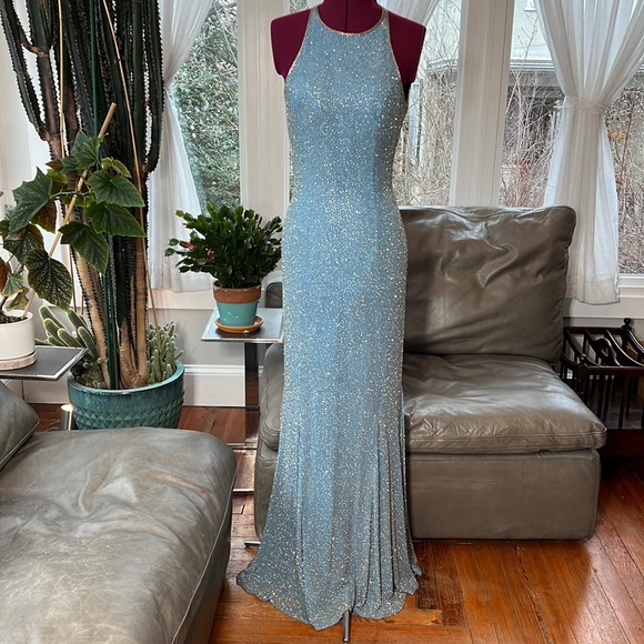 Cache Dresses Vintage Backless Beaded Silk Full Length Cache Gown Poshmark